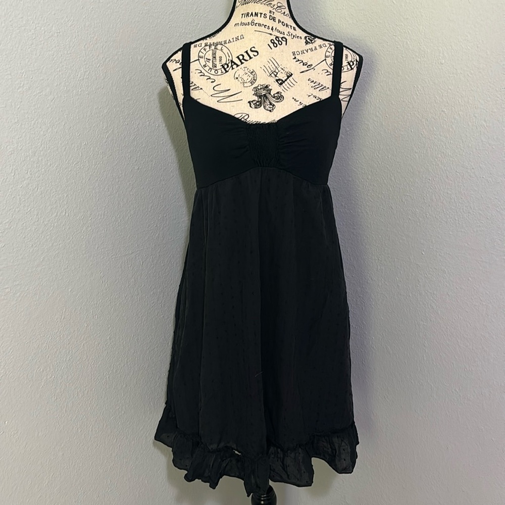 Aryeh Little Black Dress w/adjustable straps, lined. ruffled bottom Large Cotton
